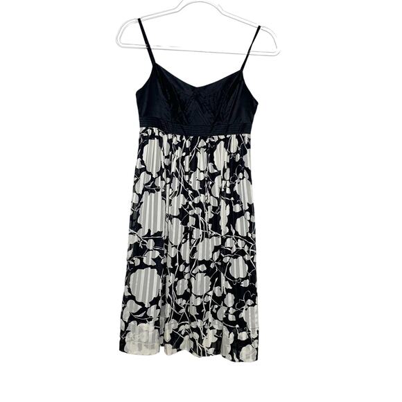 BCBGMAXAZRIA NWT Sleeveless Floral Silk Dress Spaghetti Strap Black Combo Size 0 - Picture 1 of 10